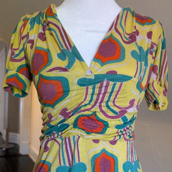 RARE funky mod print blouse ASO alex russo wizards of waverly place (XS) - Picture 7 of 8